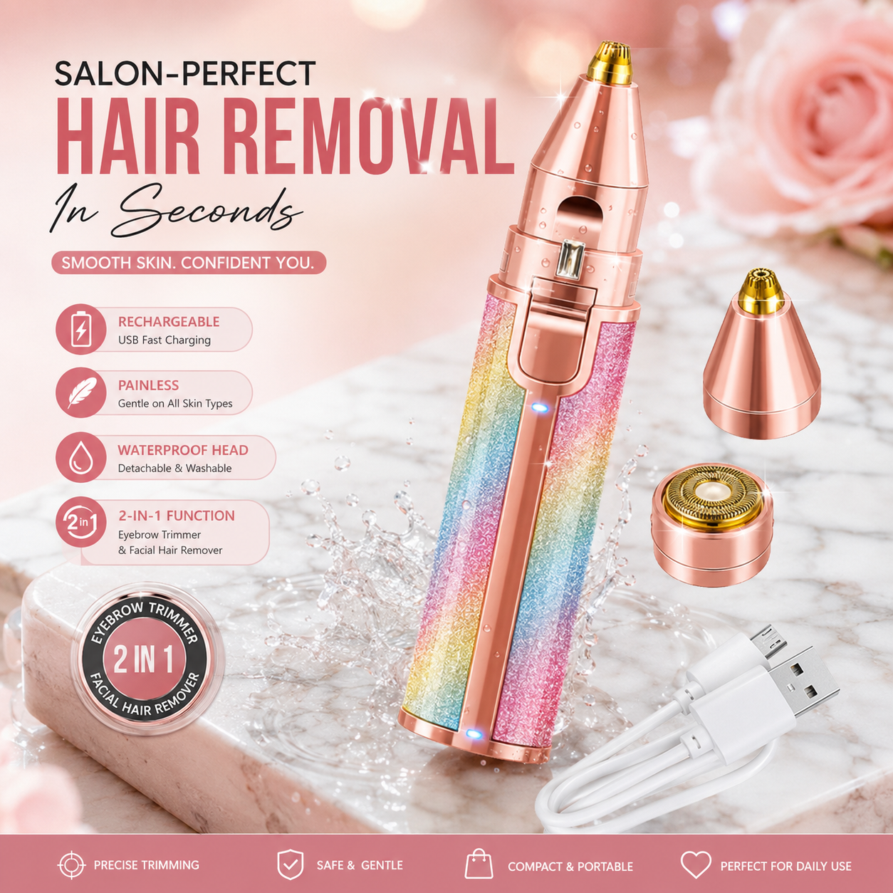 2-in-1 Painless Electric Hair Remover & Trimmer