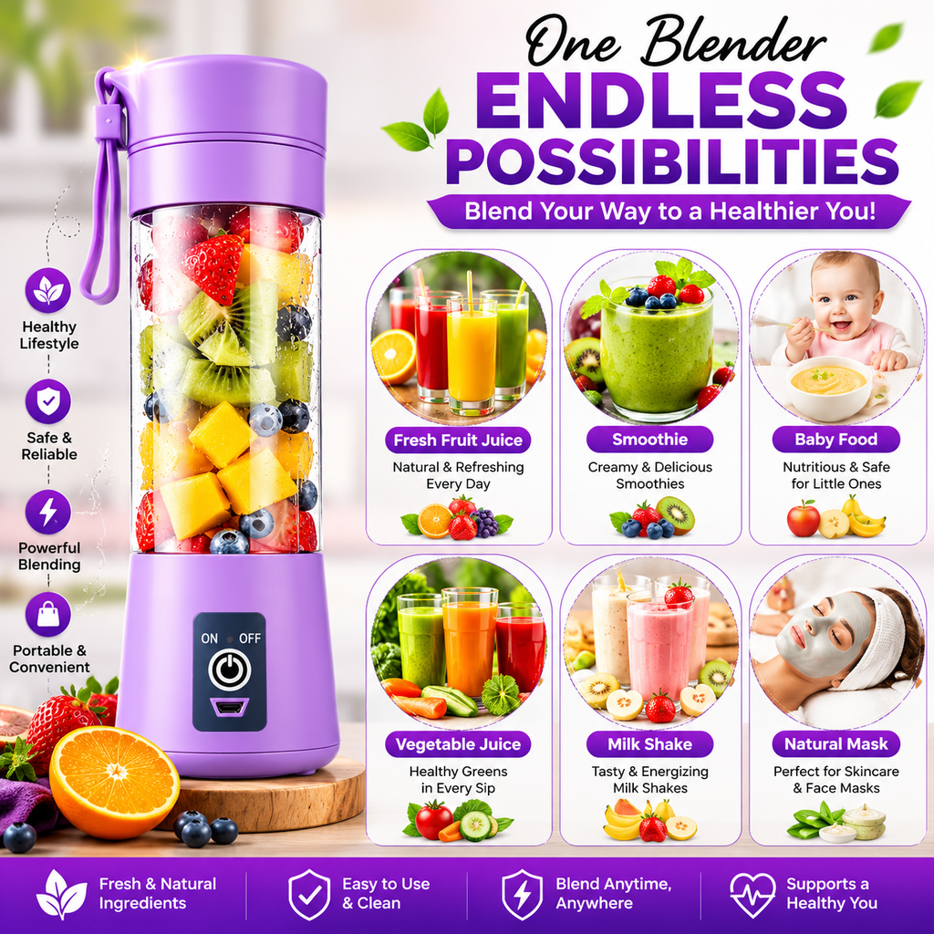 Portable USB Rechargeable Mini Blender Bottle