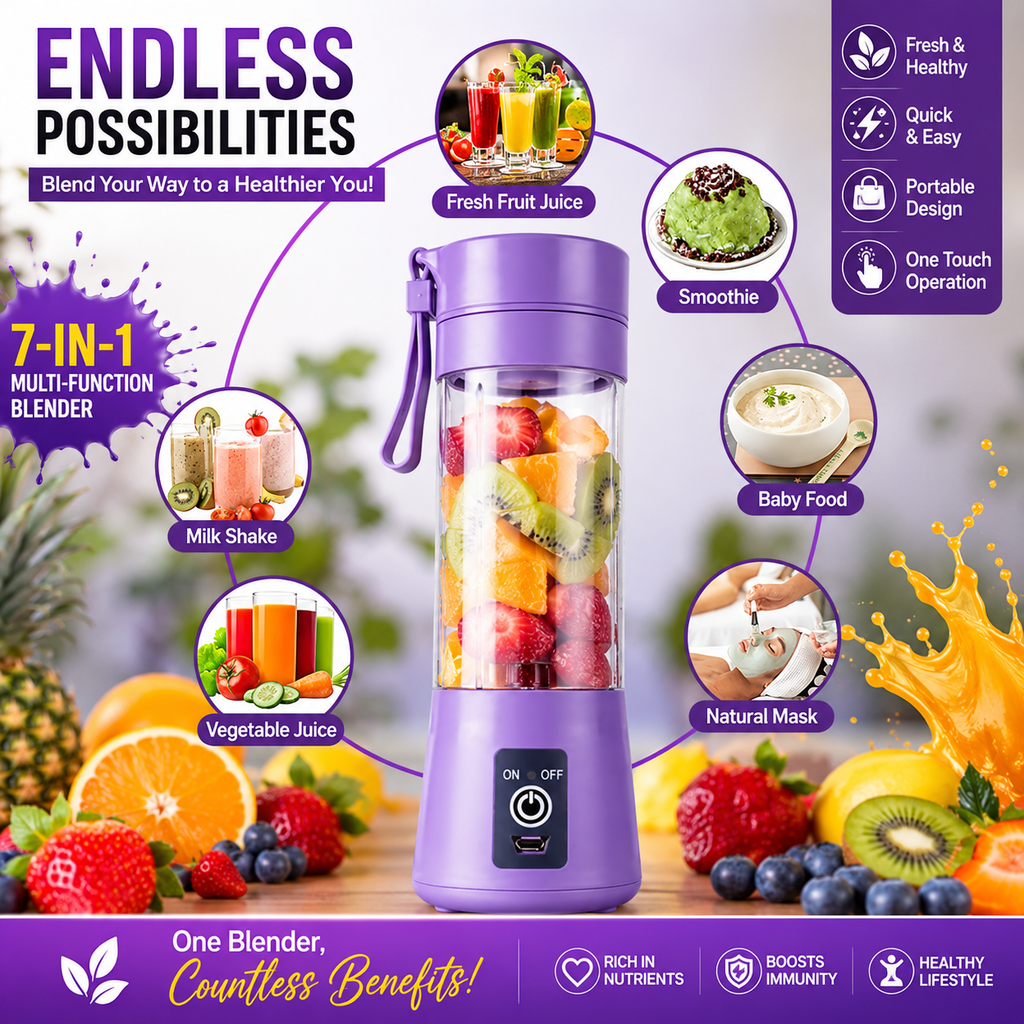 Portable USB Rechargeable Mini Blender Bottle