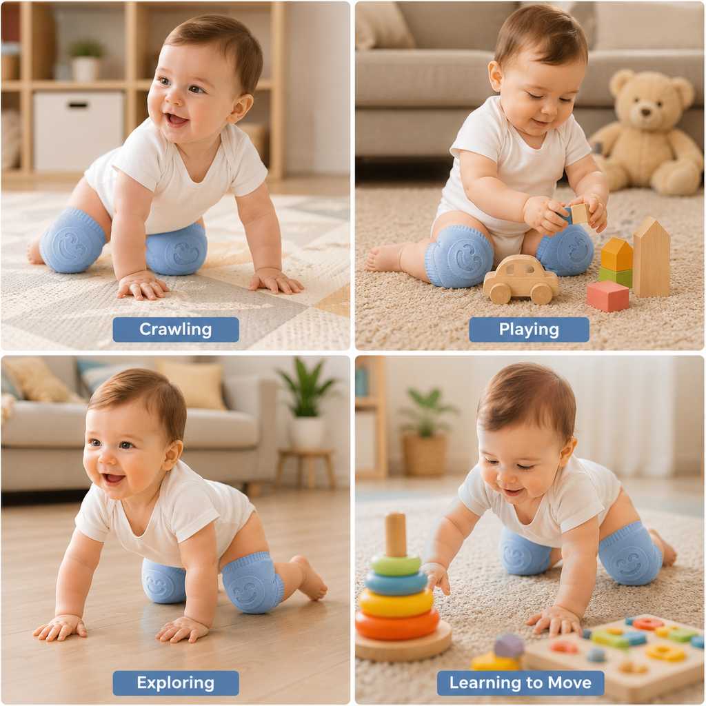 Premium Anti-Slip Baby Knee Pads for Crawling, Breathable & Adjustable (1 Pair)
