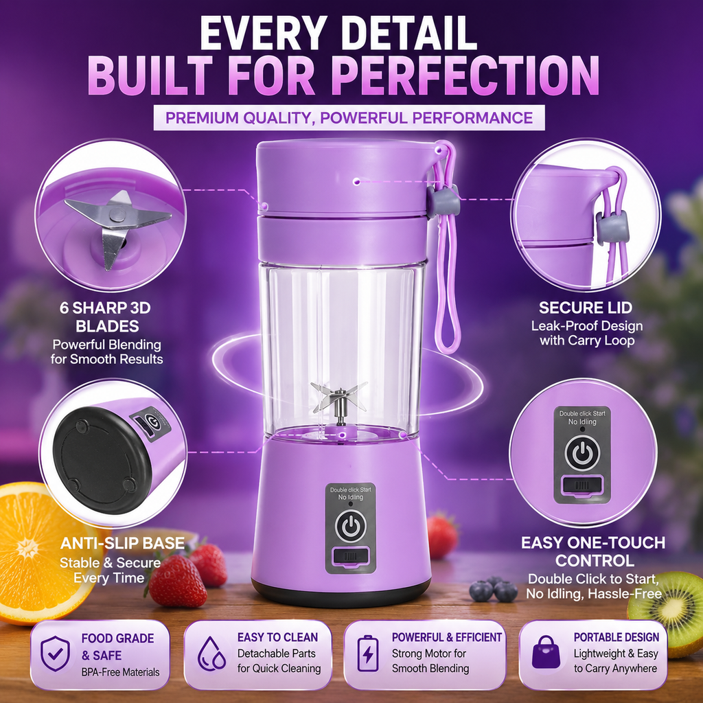 Portable USB Rechargeable Mini Blender Bottle