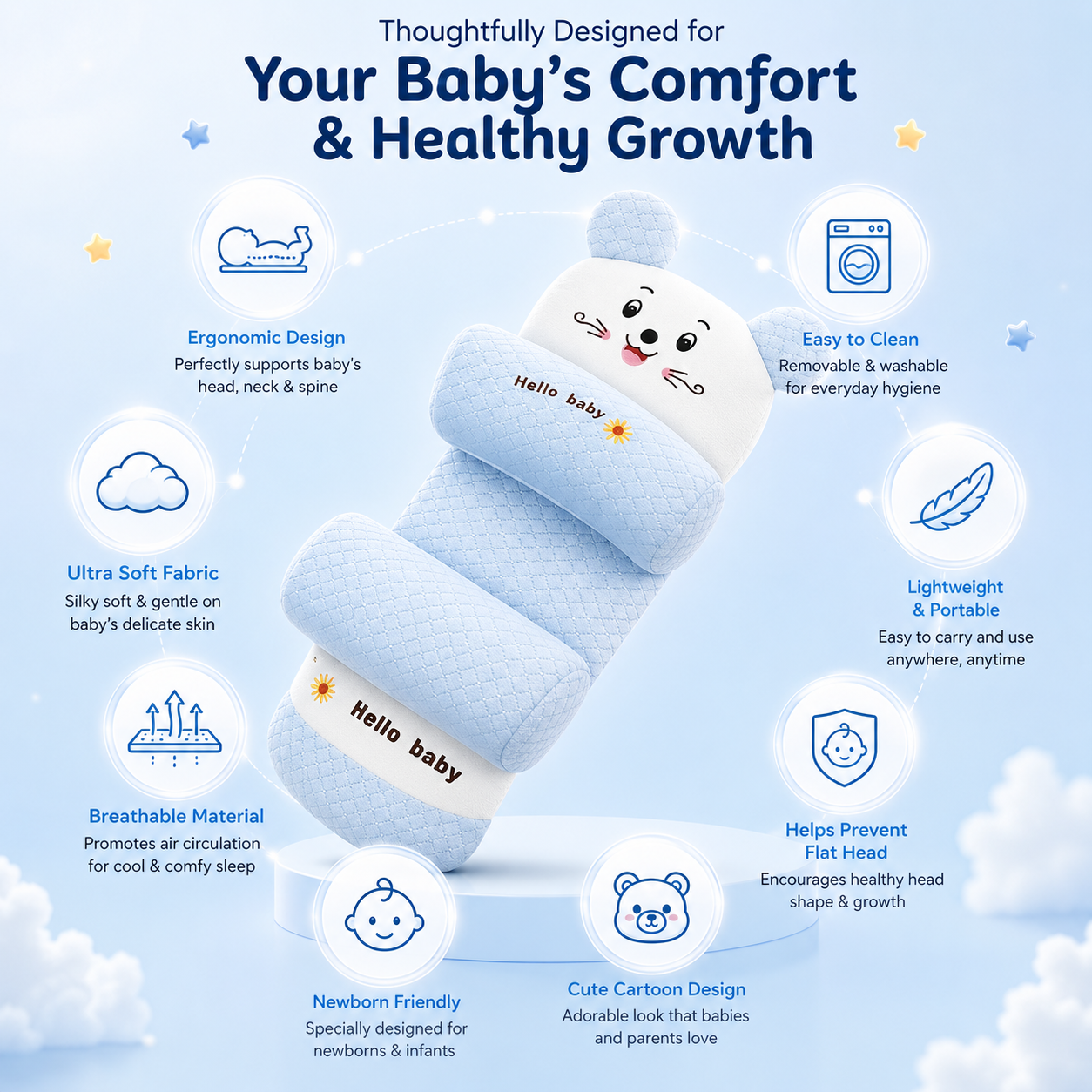 Baby Head Shaping Sleep Pillow