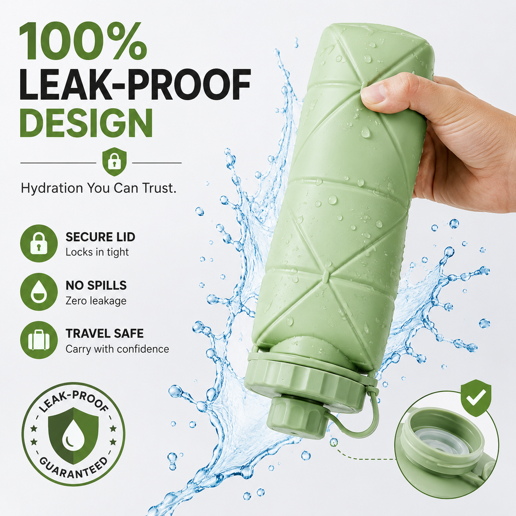 600ml Foldable Silicone Water Bottle