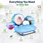 6 Pcs Silicone Stretch Lids Set | Reusable Food Covers